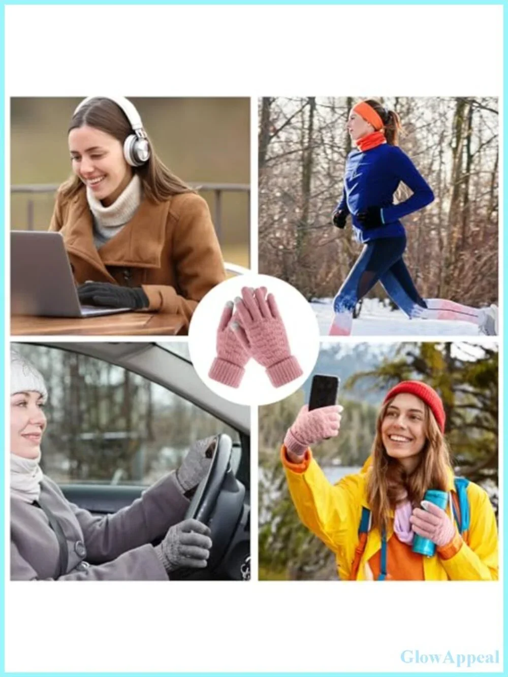 Winter Gloves for Women - 4 Pairs Knit Touchscreen Gloves